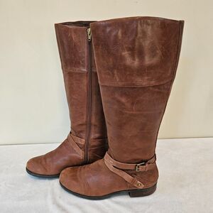 Audrey Brooke Brown Riding Boot Women Sz 8 Equestrian Leather Wide Calf